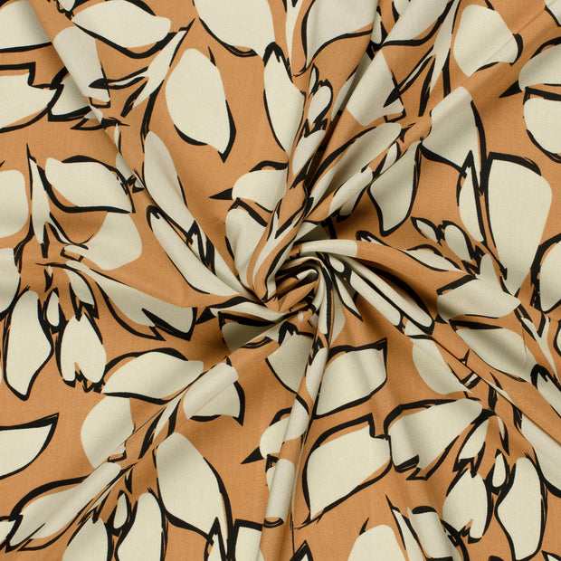 Bambú Poplin tela Beis estampado 