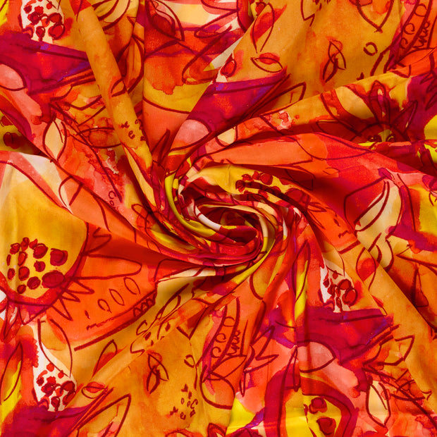 Viscose Poplin fabric Orange printed 