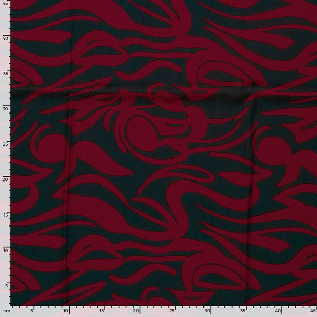 Viscosa Twill tela Abstracto Burdeos