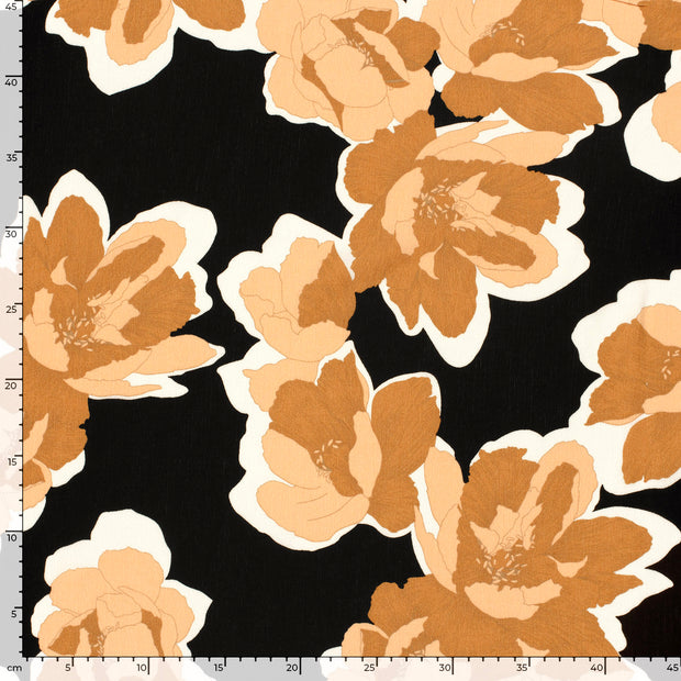 Borken Crepe fabrik Blumen Schwarz