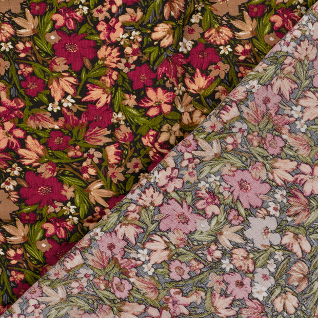 Viscose Nylon Ottoman stof Bloemen bedrukt 