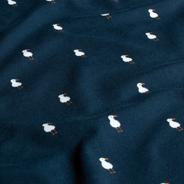 Algodón Jerséis tela Pájaros Azul marino