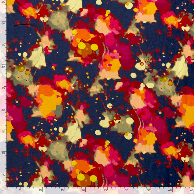 Geweven Viscose Linnen stof Abstract Marine