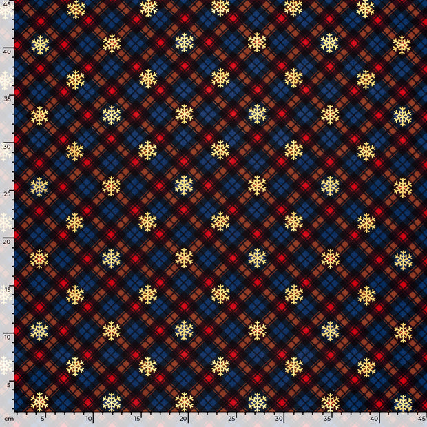 Flannel fabric Checks Navy