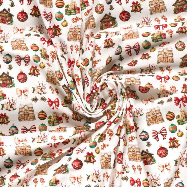 Cotton Poplin fabric White digital printed 
