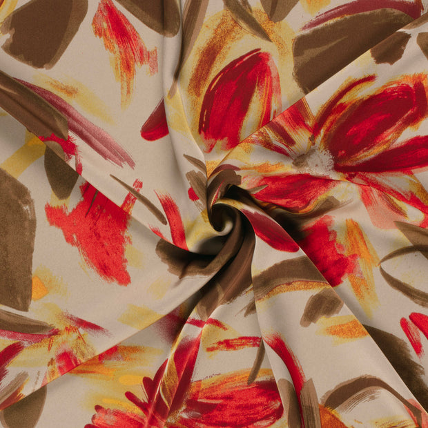 Satin Duchesse fabrik Taupe Grau bedruckt 