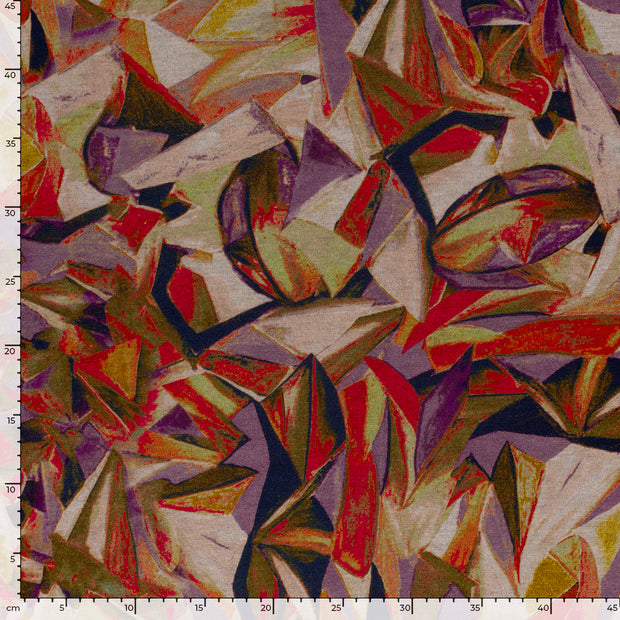 Poly Viscose Jersey fabric Abstract Dark Red