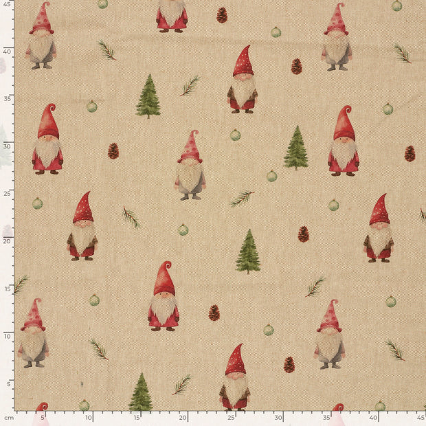 Linnenlook stof Kerstbomen Beige
