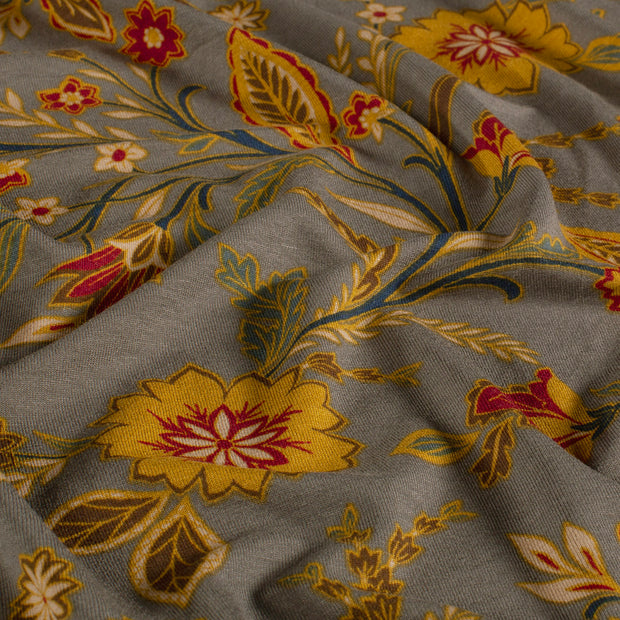 Viscose Vortex Jerséis tela Flores Gris pardo