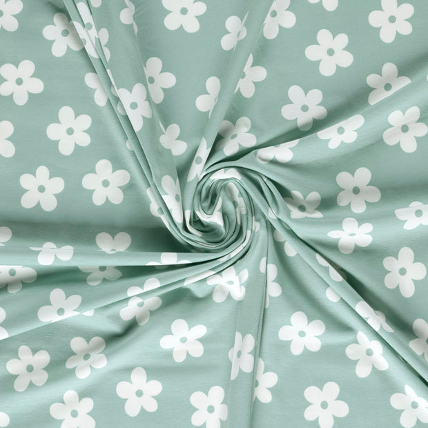 Jersey tissu Bleu bébé imprimé 