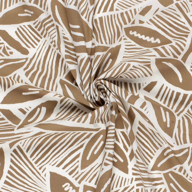 Satin de coton tissu Gris taupe imprimé 
