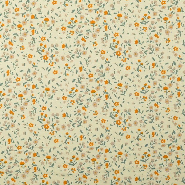 Rib Jersey fabric Flowers Yellow