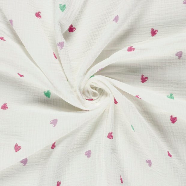 Double gaze tissu Blanc cassé imprimé 