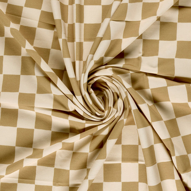French Terry GOTS tissu Camel imprimé numérique 