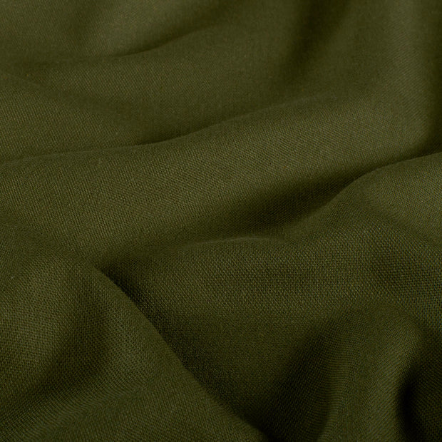 Viscose Lin Chaine et Trame tissu Unicolore Vert kaki