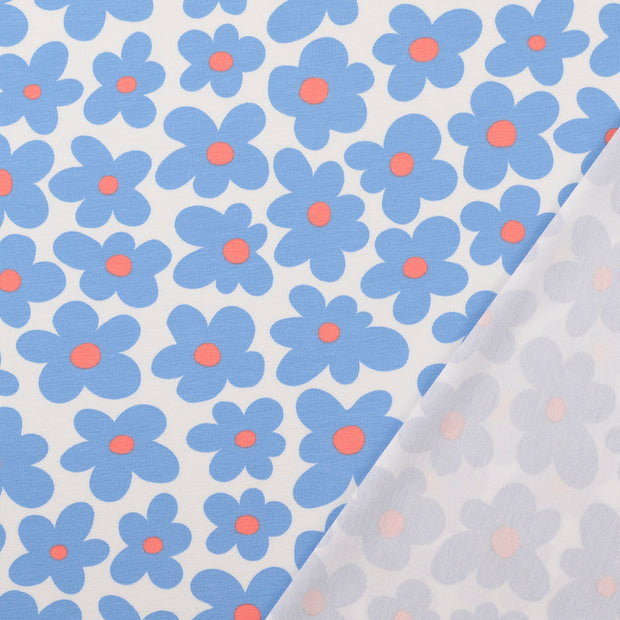 Jersey stof Babyblauw bedrukt 