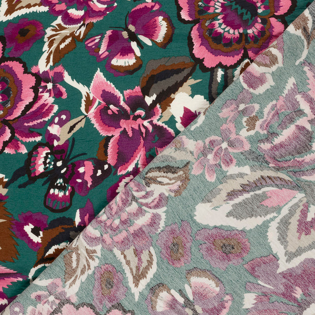 Viscose Nylon Crepe tela Flores estampado 