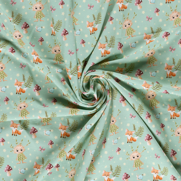  fabric Mint discharge printed 