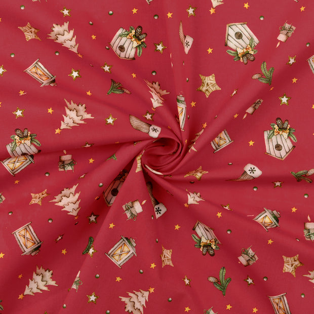 Katoen Poplin stof Rood 