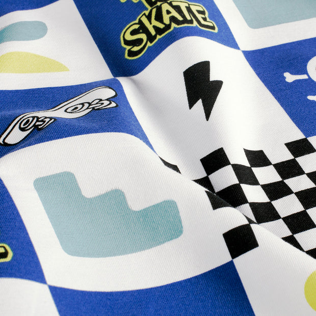 Cotton Jersey fabric Skateboards White