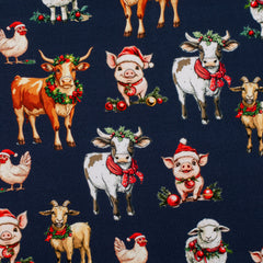 French Terry digital printed Animals Navy