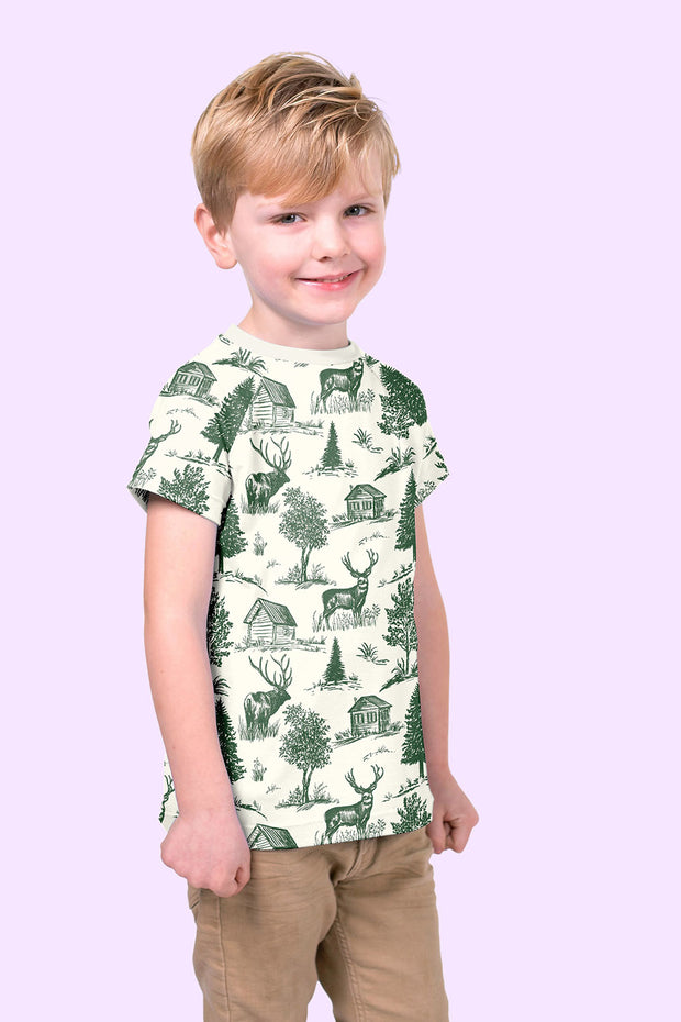 Jersey tissu cerfs Vert