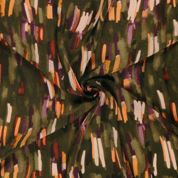 Satin Velvet tela Gris pardo estampado 