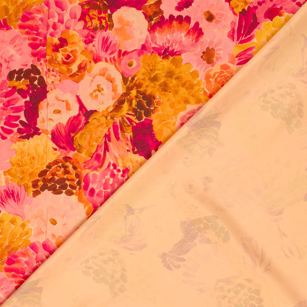 Viscose Satin fabric Flowers digital printed 