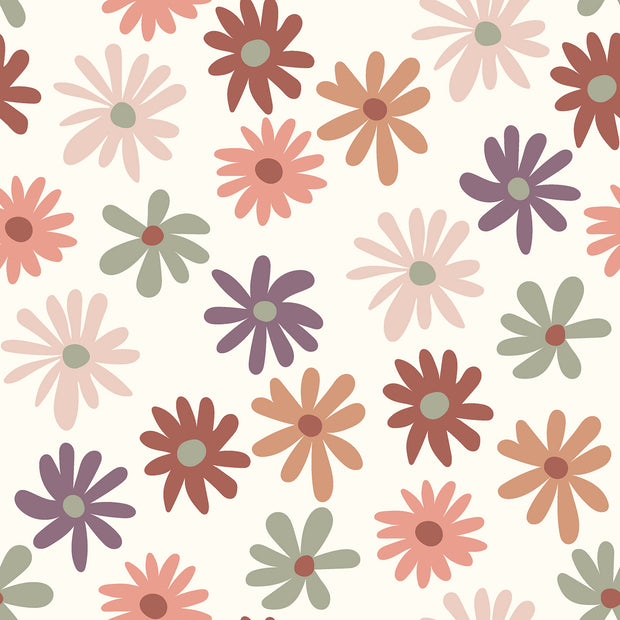 French Terry tissu fleurs Blanc cassé