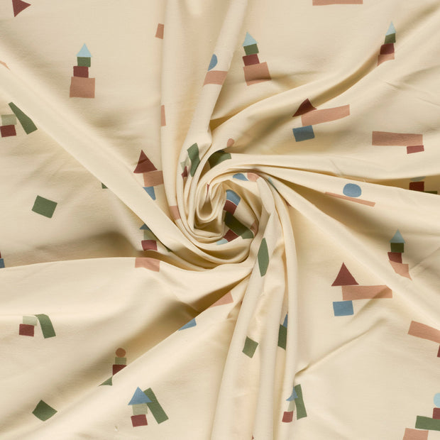 French Terry tissu Beige imprimé 