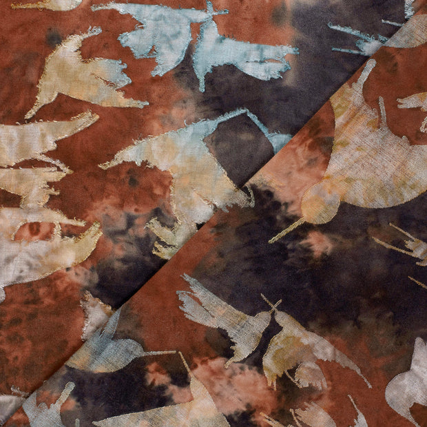 Burnout Jacquard fabric Flowers printed 