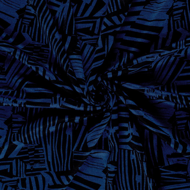 Poly Viscose Jersey fabrik Indigoblau discharge bedruckt 