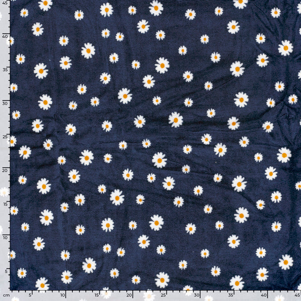 Nicky velours fabric Flowers Navy
