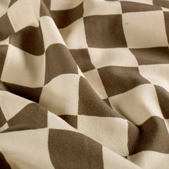 French Terry GOTS organic digital printed Checks Dark Brown
