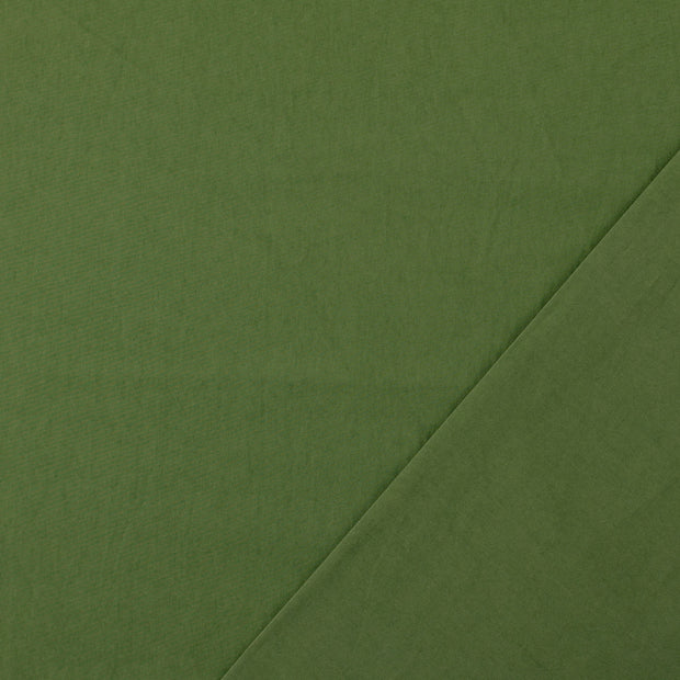 Katoen Poplin stof Olijf Groen voorgewassen 