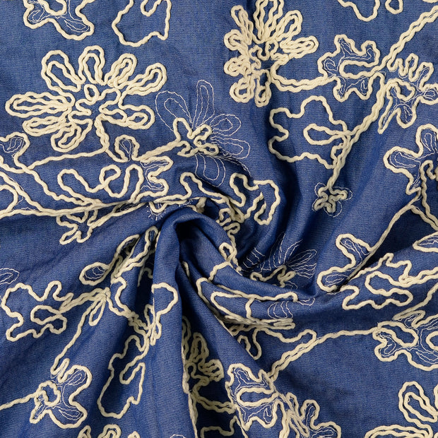Popeline de Coton tissu Indigo 