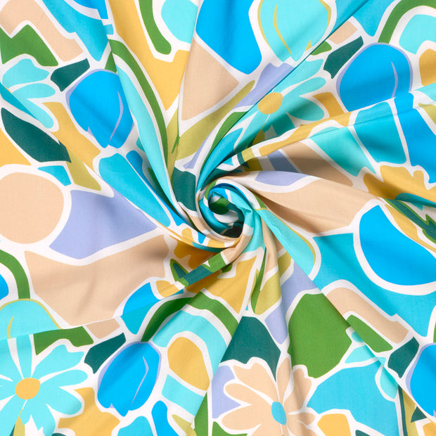 Viscose Poplin fabric Aqua printed 