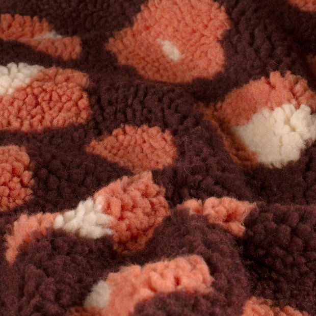 Sherpa Fleece fabric Leopards Bordeaux
