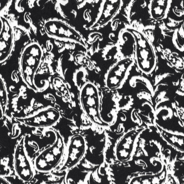 Satin Velvet fabric Paisley Black
