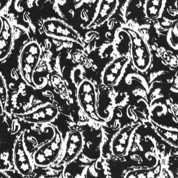 Satin Velvet fabrik Paisley Schwarz