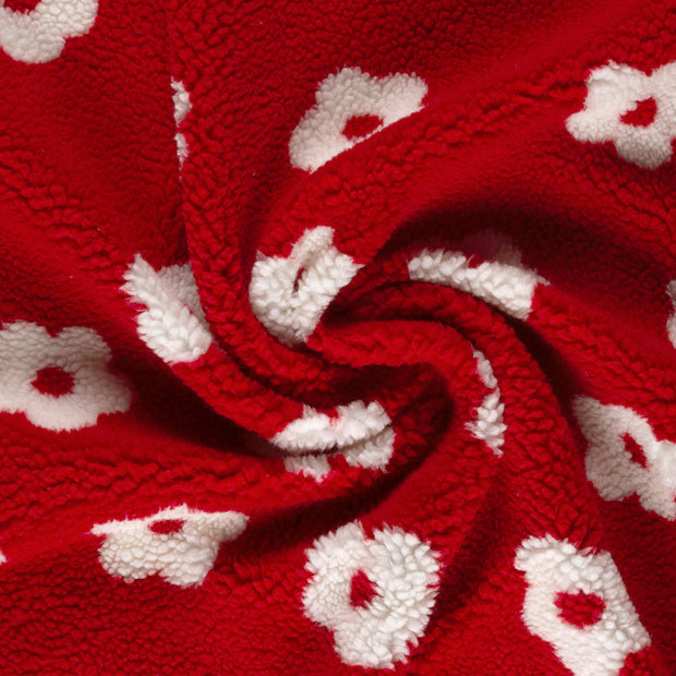 Sherpa Fleece fabric Red printed 