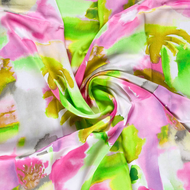 Viscose Satin fabric Fuchsia digital printed 
