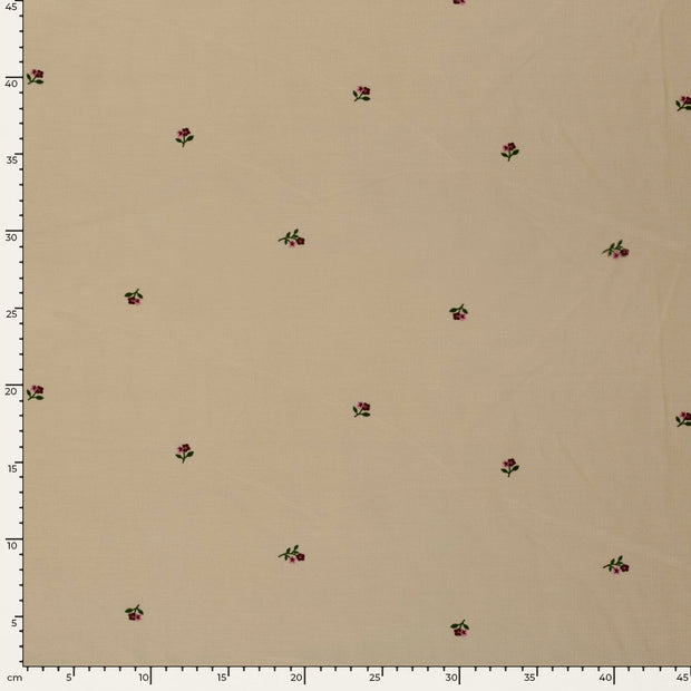Velours Côtelé bébé 21w tissu fleurs Beige