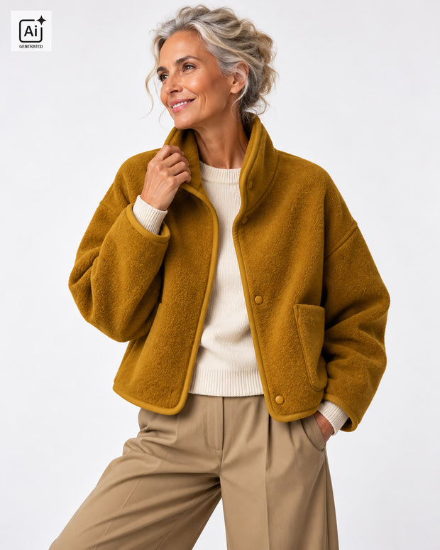 Polaire tissu Melange Ocre