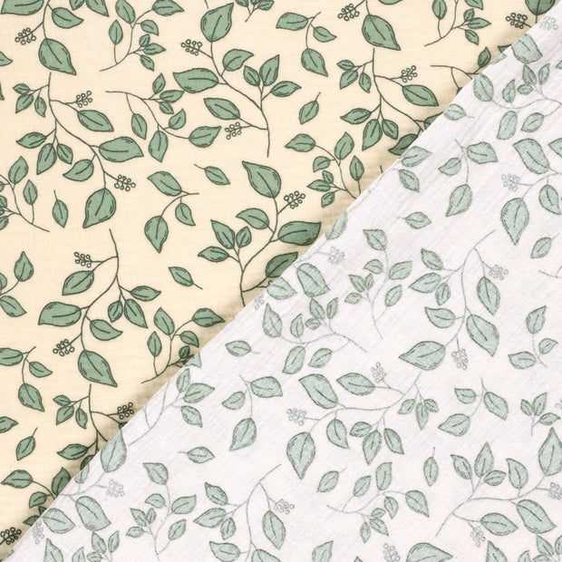 Double gaze tissu Feuilles imprimé 