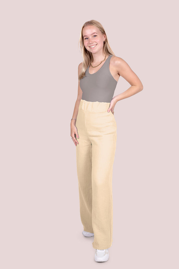 Muselina tela Unicolor Beis