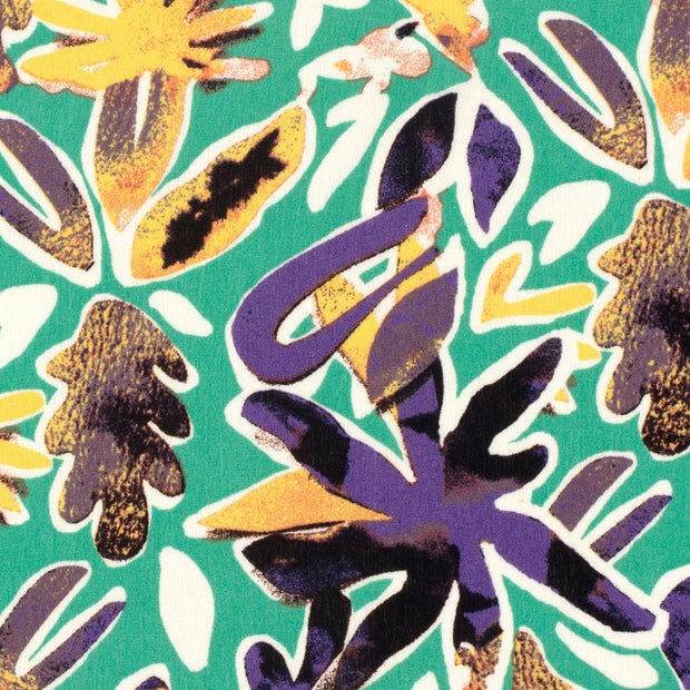 Borken Crepe fabric Abstract Petrol
