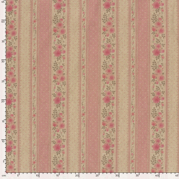 Aspecto lino tela Rosas Rosa claro