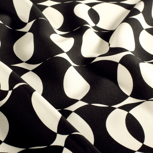 Popeline de Viscose tissu cercles Noir