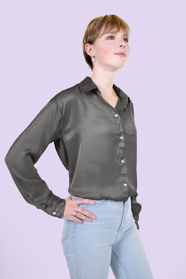 Satin fabrik Uni Grau